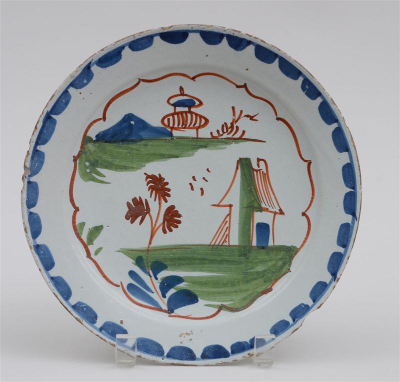 ENGLISH DELFT POLYCHROME PLATE