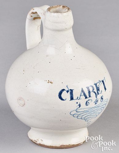 ENGLISH DELFTWARE CLARET BOTTLE,