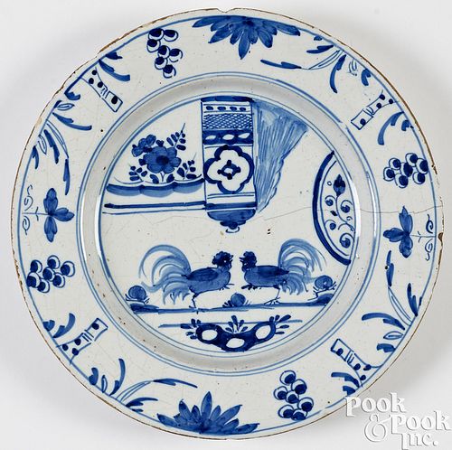 ENGLISH DELFTWARE COCK FIGHTING