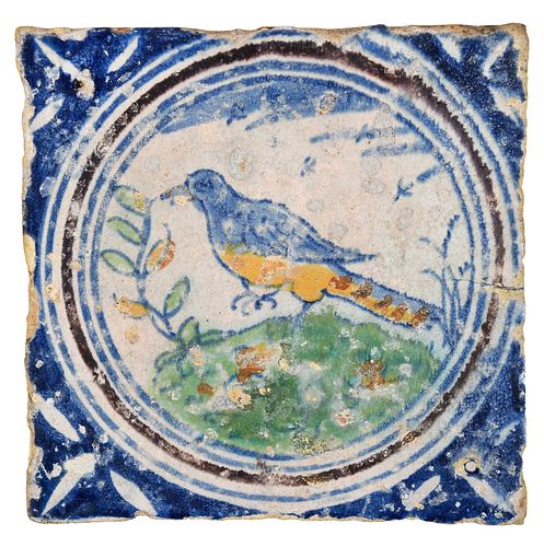 ENGLISH DELFTWARE POLYCHROME PAVING