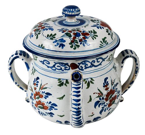 ENGLISH DELFTWARE POLYCHROME POSSET