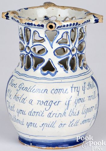 ENGLISH DELFTWARE PUZZLE JUG, MID