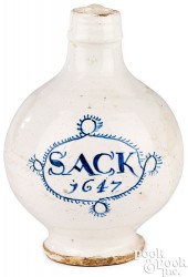 ENGLISH DELFTWARE SACK BOTTLE,