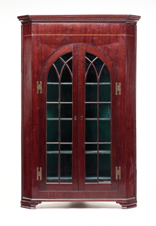ENGLISH DIMINUTIVE CORNER CUPBOARD.