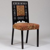 ENGLISH EBONIZED AND UPHOLSTER