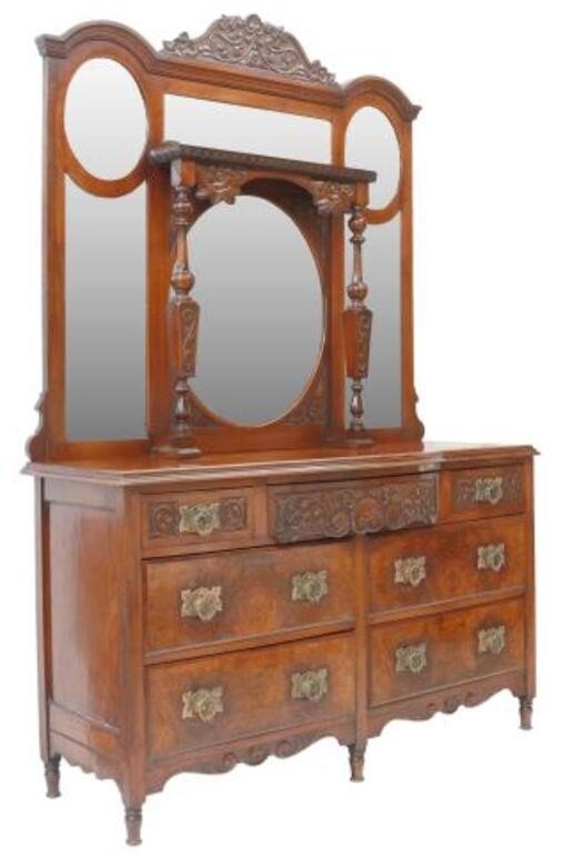 ENGLISH EDWARDIAN MIRRORED MAHOGANY