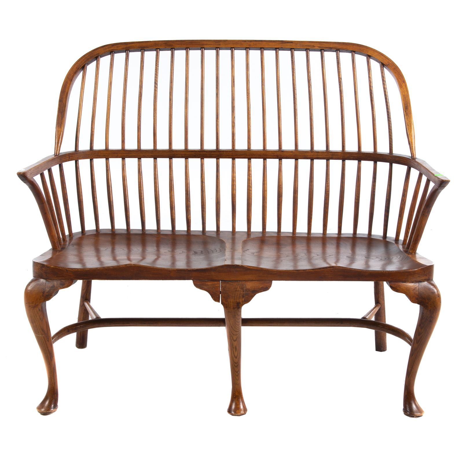 ENGLISH ELM SACK BACK BENCH 20th