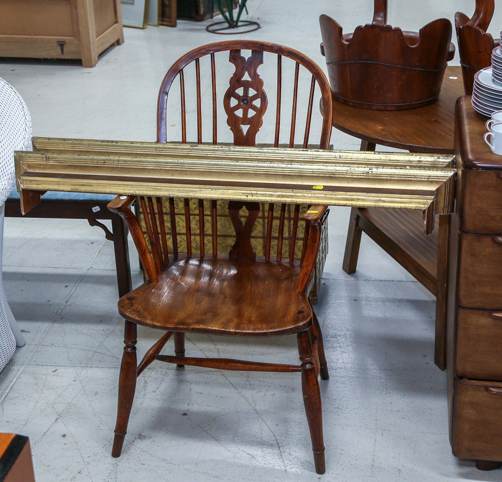 ENGLISH ELM & YEW WINDSOR CHAIR & A