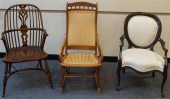 ENGLISH ELMWOOD ARMCHAIR, CANE