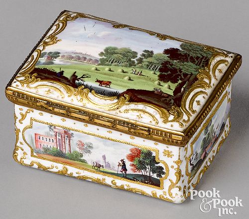 ENGLISH ENAMEL BOX, 18TH