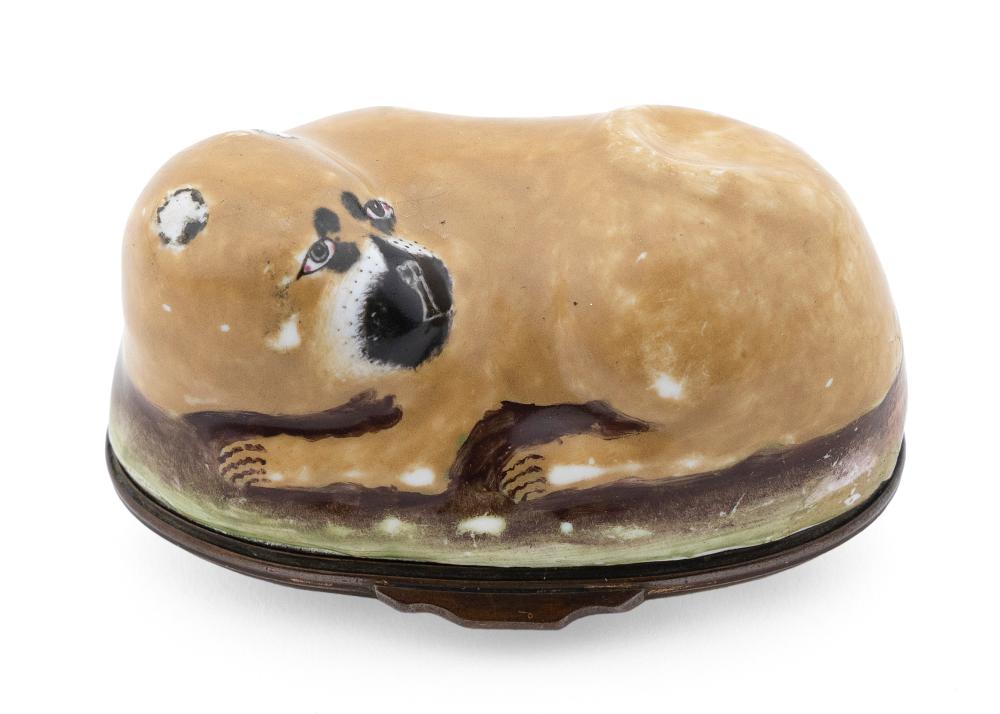 ENGLISH ENAMEL BULL DOG BONBONNIERE