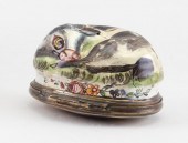 ENGLISH ENAMEL COW BONBONNIERE