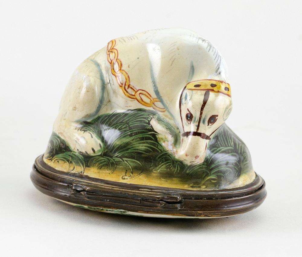 ENGLISH ENAMEL HORSE BONBONNIERE