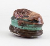 ENGLISH ENAMEL LION BONBONNIER