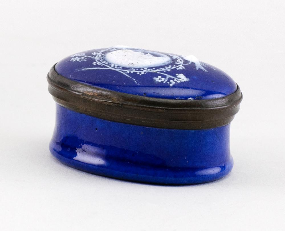 ENGLISH ENAMEL PATCH BOX CIRCA 1800