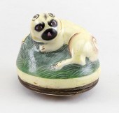 ENGLISH ENAMEL PUG BONBONNIERE