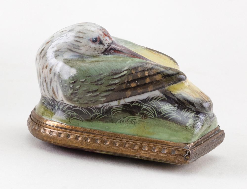 ENGLISH ENAMEL SNIPE BONBONNIERE