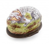 ENGLISH ENAMEL STAG BONBONNIER