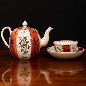 ENGLISH ENAMELED CREAMWARE TEA