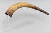 ENGLISH ENGRAVED POWDER HORN D