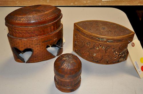 ENGLISH FILIGREE TEA CADDY, TWO