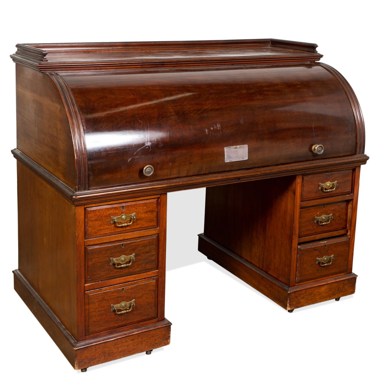 ENGLISH FITTED MAHOGANY CYLINDER
