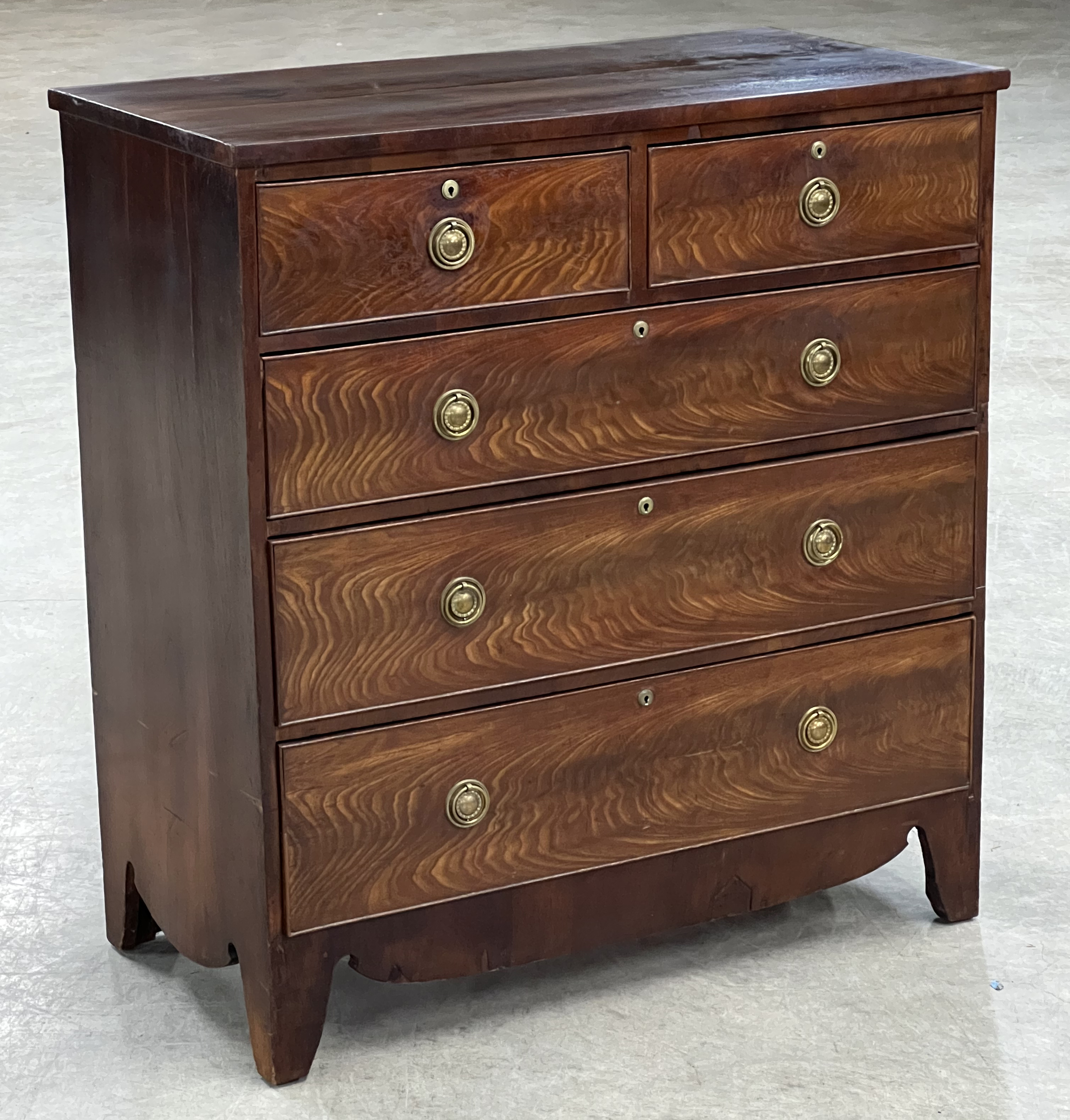 ENGLISH FLAME MAHOGANY CHEST OF