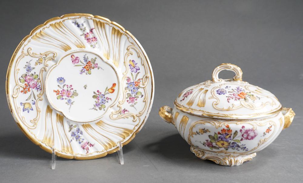 ENGLISH FLORAL AND GILT DECORATED