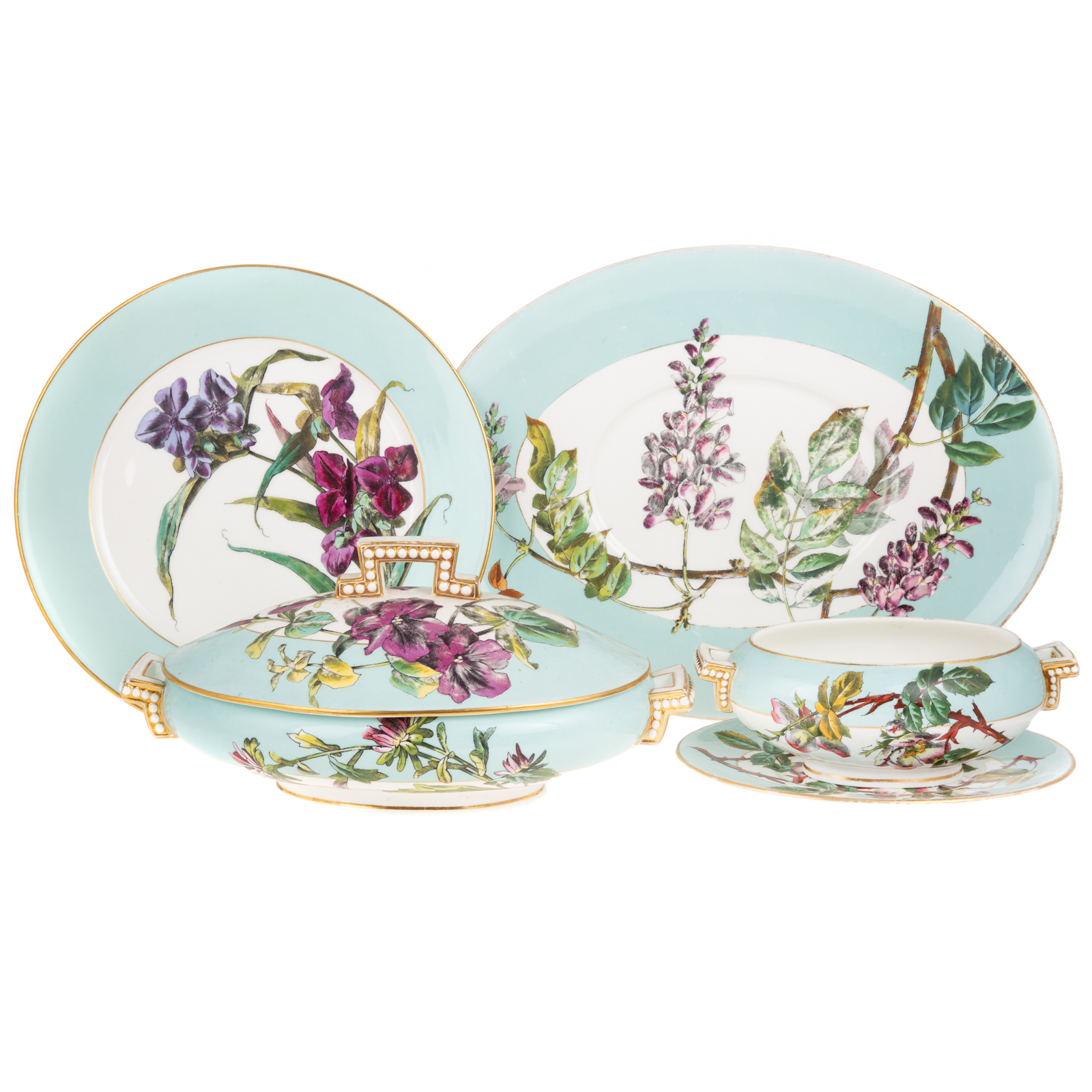 ENGLISH FLORAL CHINA PARTIAL DINNER