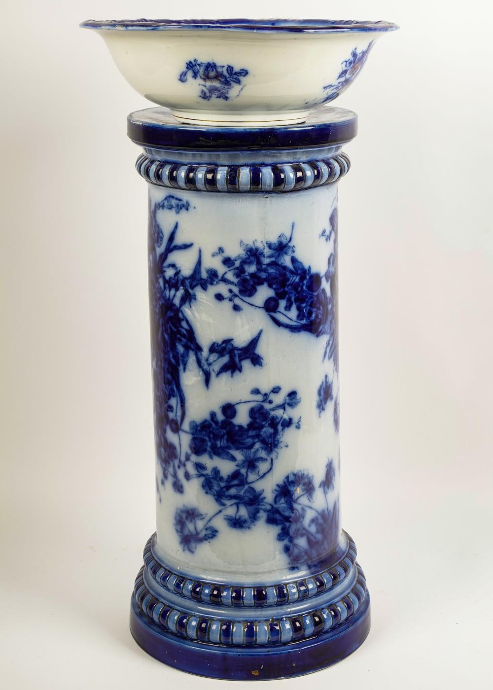 ENGLISH FLOW BLUE CHINA BOWL AND