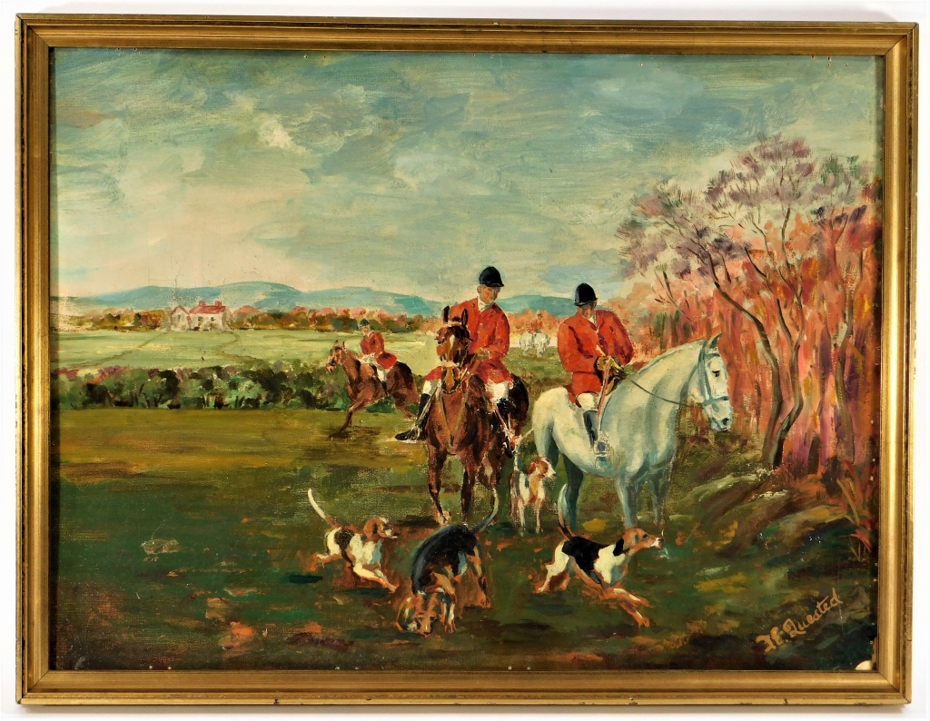 ENGLISH FOX HUNTING O/C LANDSCAPE