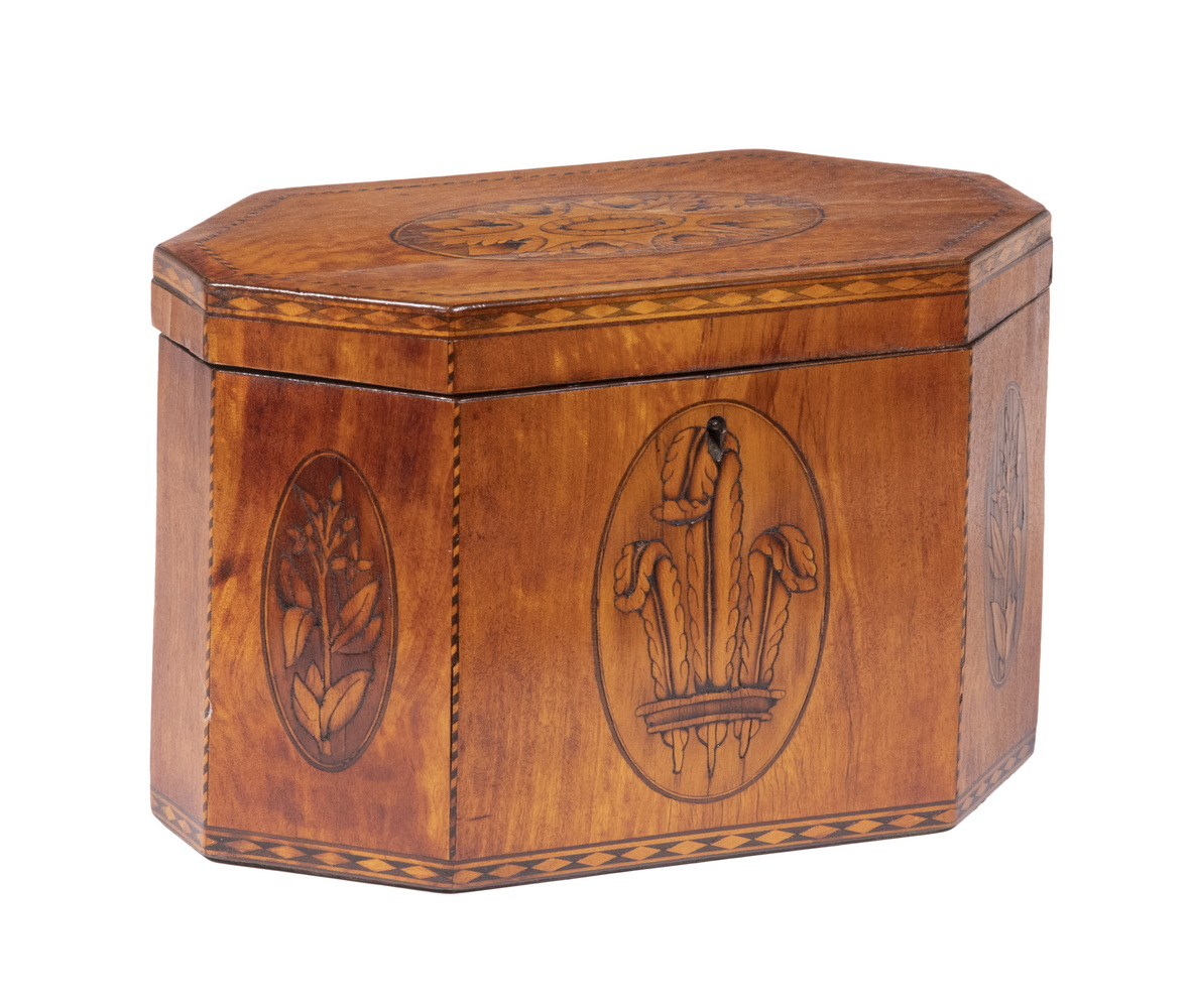 ENGLISH GEORGE III INLAID TEA CADDY
