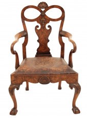 ENGLISH GEORGIAN WALNUT ARMCHA