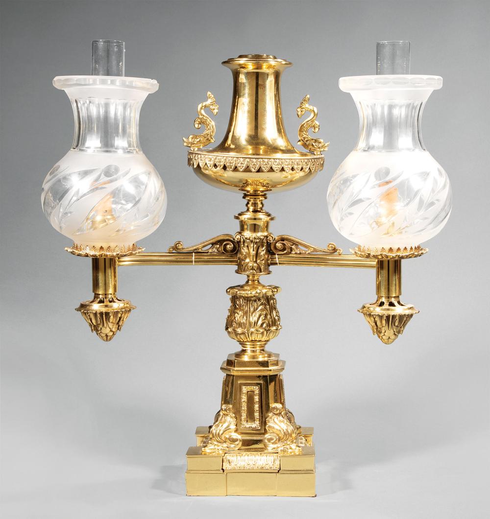 ENGLISH GILT BRONZE DOUBLE-ARM