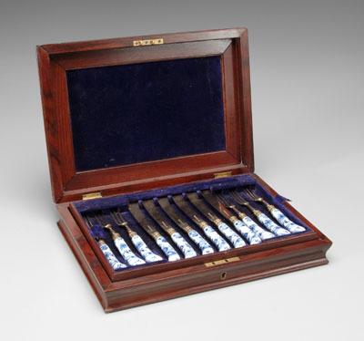 English gilt silver fruit set: 12