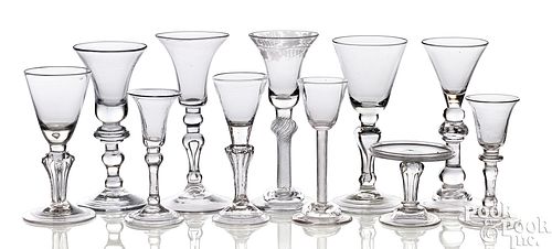ENGLISH GLASS STEMWARE, 18TH