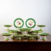 ENGLISH GREEN GROUND PORCELAIN