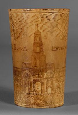 English horn cup dated 1785, finely