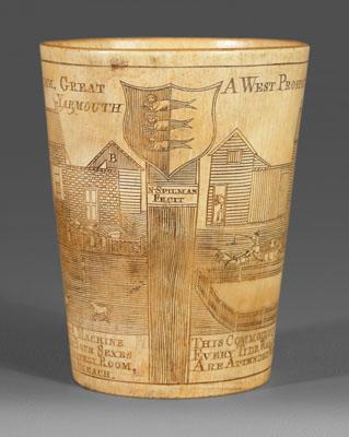 English horn cup dated 1788, finely