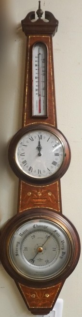 ENGLISH INLAID BURLWOOD BAROME