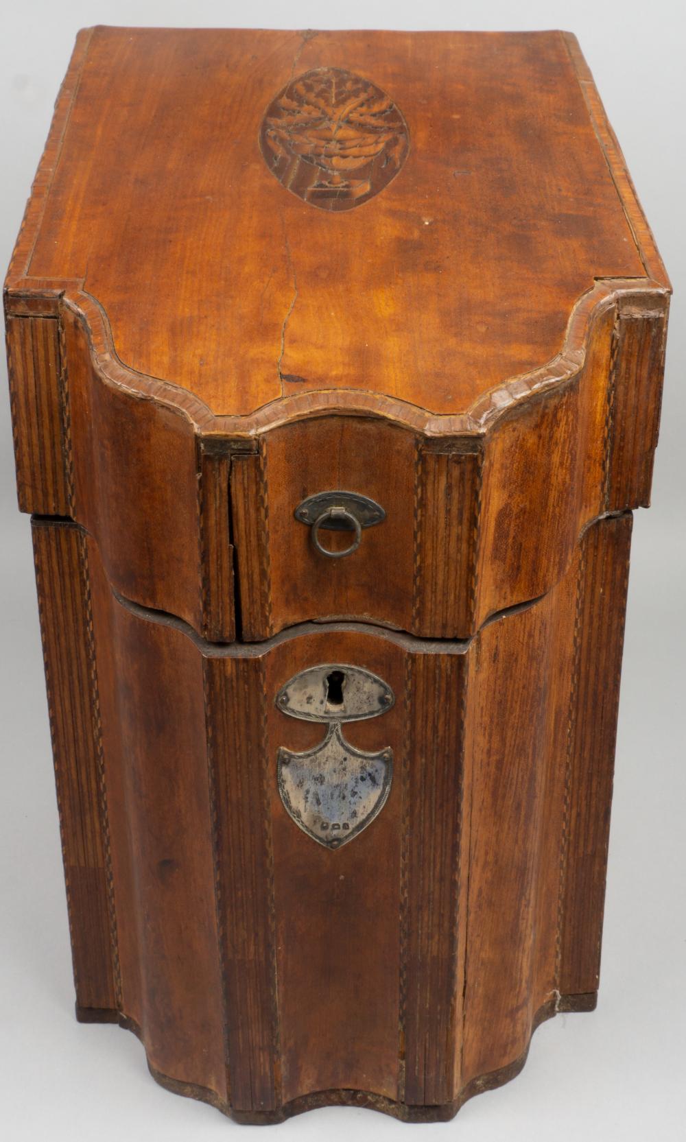 ENGLISH INLAID KNIFE BOX, 18TH/19TH