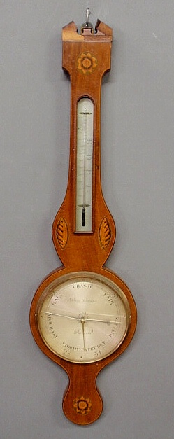 English inlaid mahogany barometer