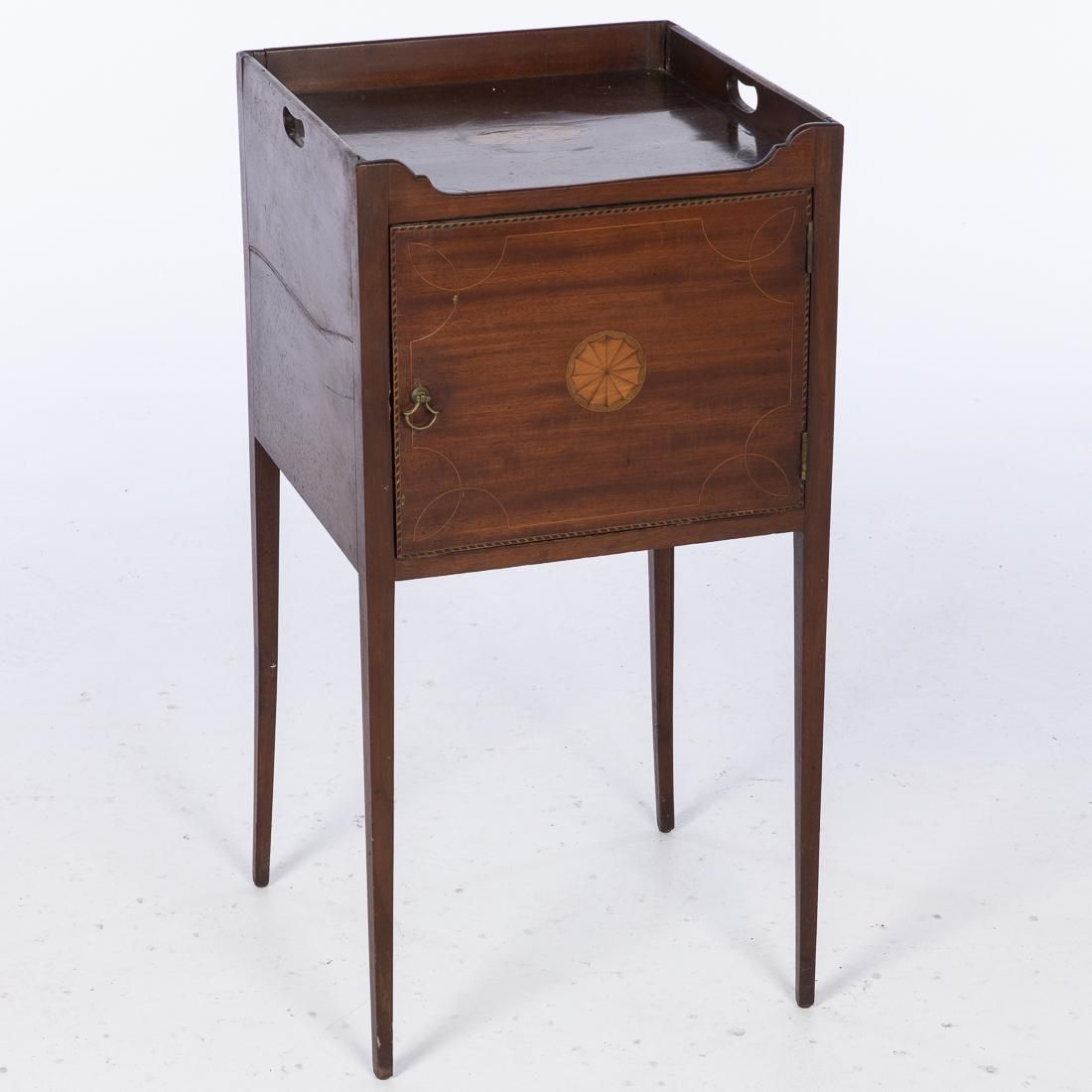 ENGLISH INLAID MAHOGANY BEDSIDE