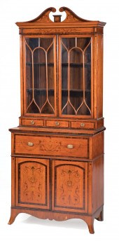 ENGLISH INLAID MAHOGANY SECRET