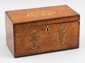 ENGLISH INLAID MAHOGANY TEA CA