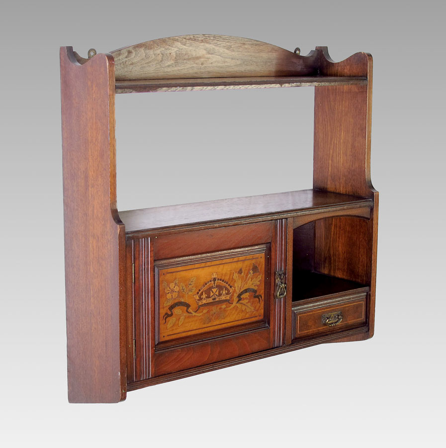 ENGLISH INLAID WALL SHELF: Shaped