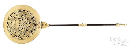 ENGLISH IRON AND BRASS BEDWARMER,