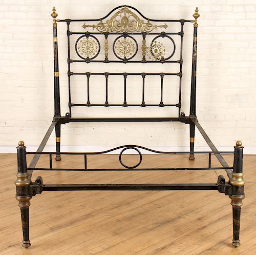 ENGLISH IRON AND BRONZE BED CIRCA