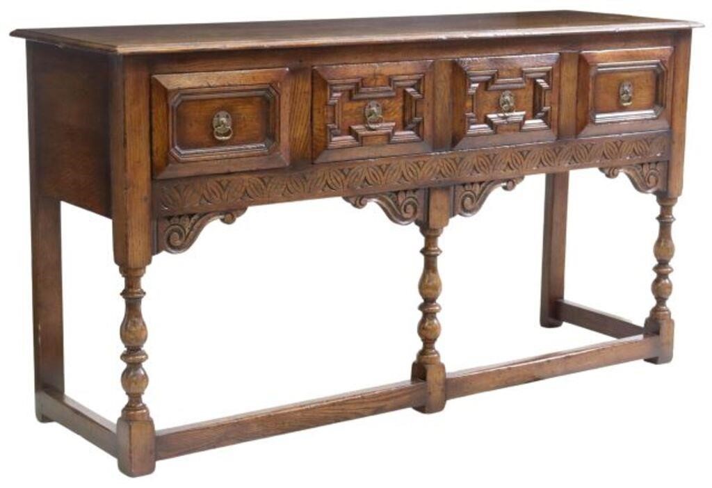 ENGLISH JACOBEAN STYLE CARVED OAK