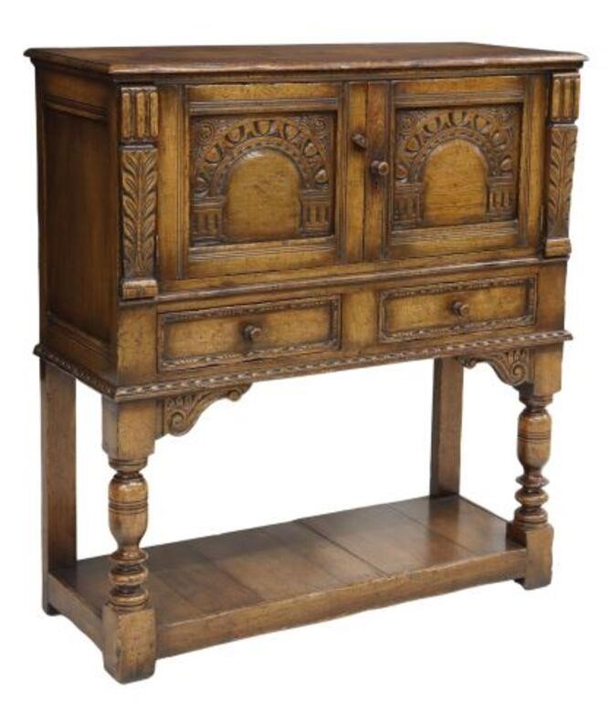 ENGLISH JACOBEAN STYLE OAK WINE